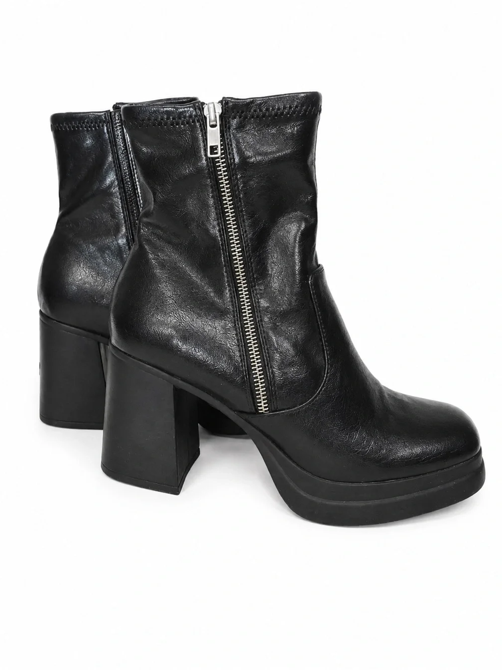 Steve Madden Black Platform Zip Ankle Boots - Women